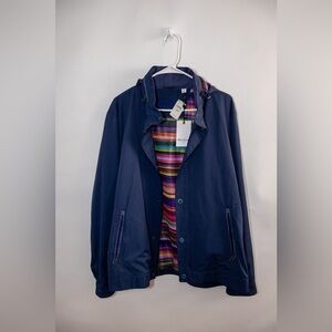 Robert Graham Navy Jacket with Multicolor Lining (L)